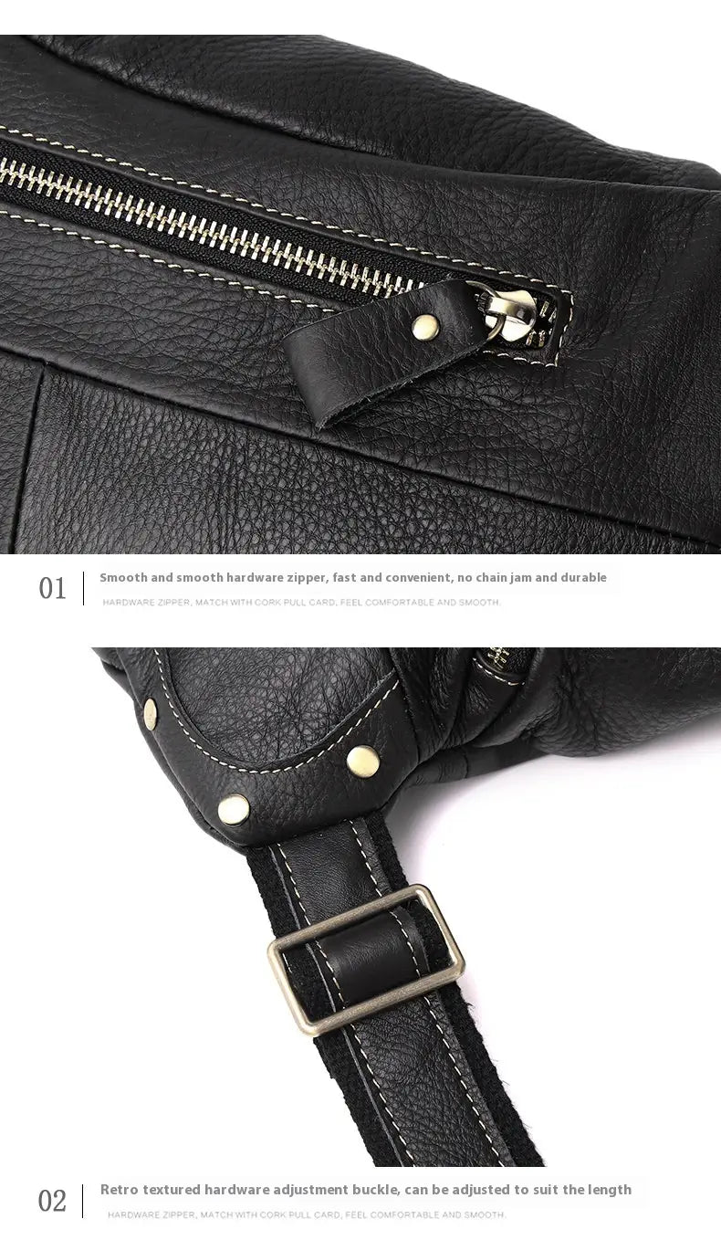 Large Capacity Retro Men’s Cowhide Messenger Bag