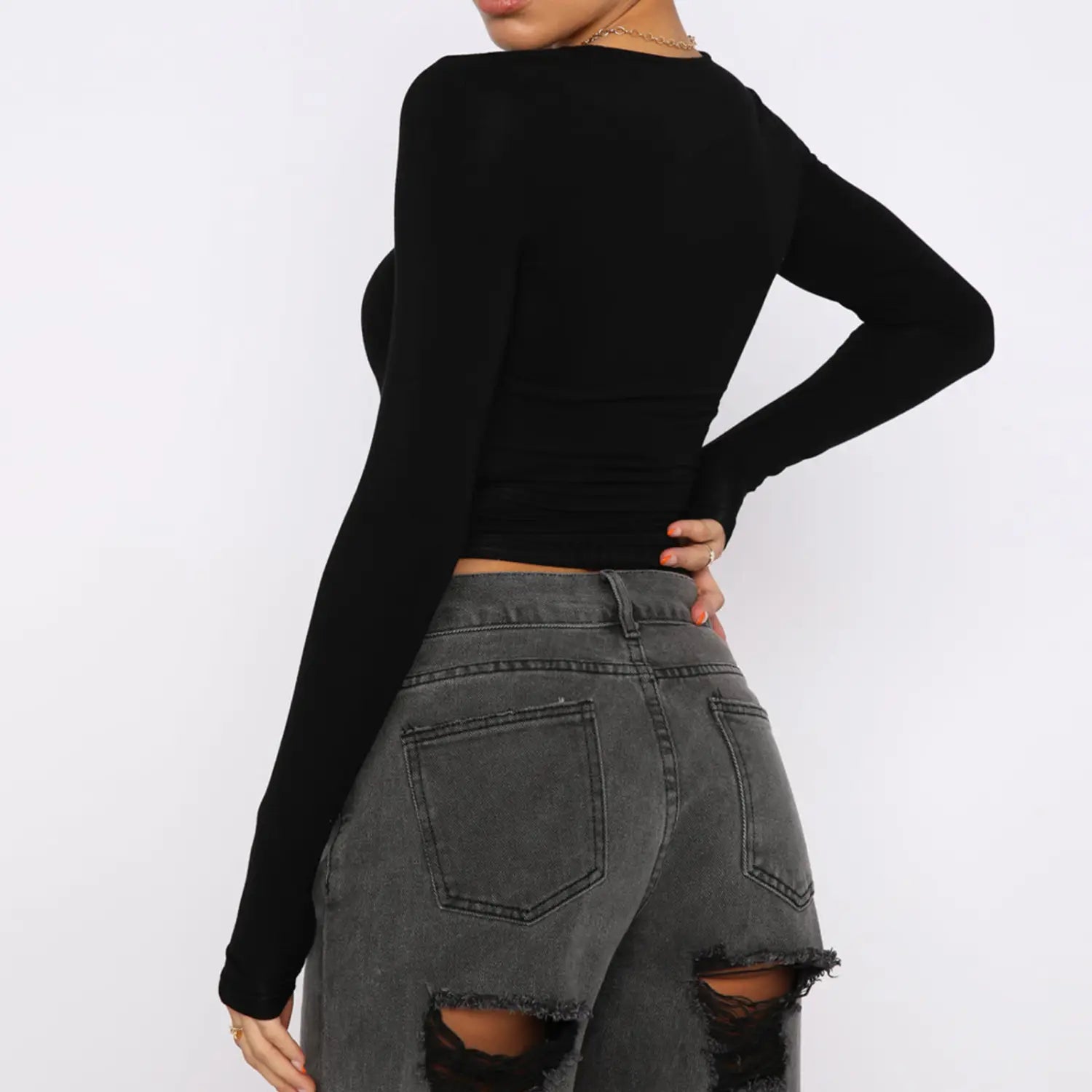 Women’s Clothing Fashion Slim Long-sleeved Pullovers Tops Solid Causal Fit Shirts