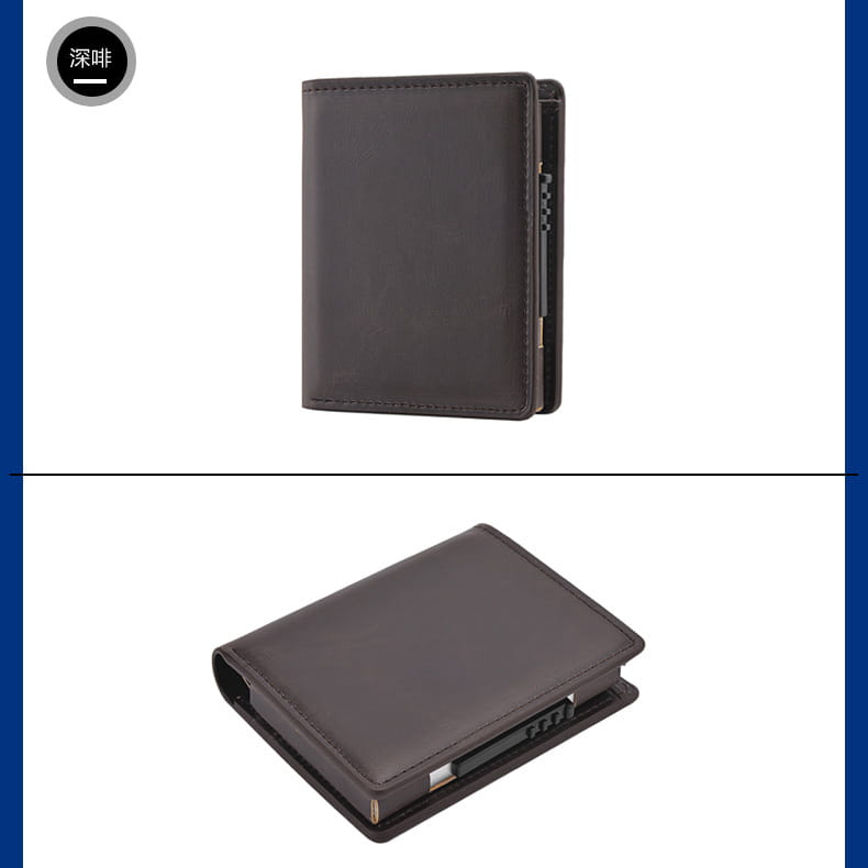 Men’s Short Automatic Pop-up Aluminum Alloy Card Package Anti-theft Swiping Anti-magnetic Card Cover Cassette