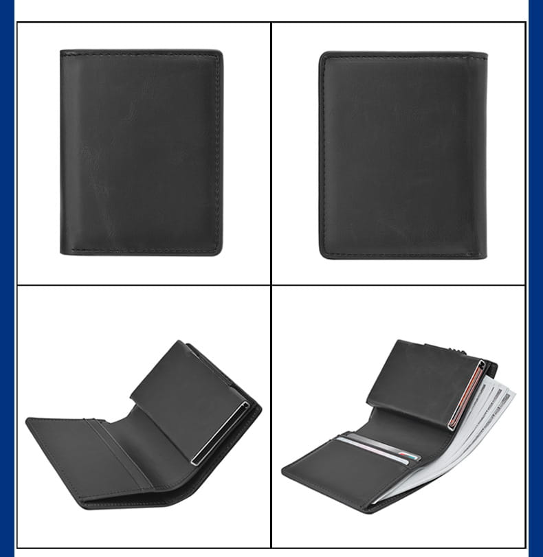 Men’s Short Automatic Pop-up Aluminum Alloy Card Package Anti-theft Swiping Anti-magnetic Card Cover Cassette