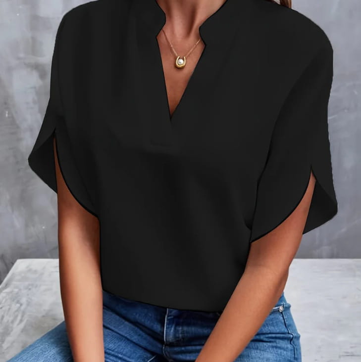 Summer Short-sleeved Chiffon Shirt New V-neck Shirt Women’s Casual Versatile Clothing