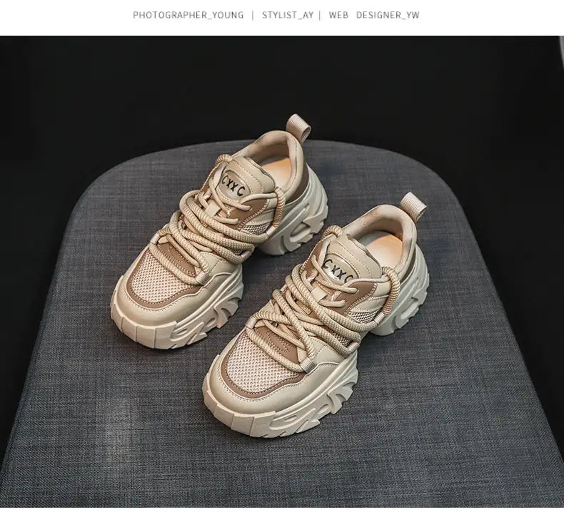 Casual Sneaker Platform Hidden Heel White Shoes