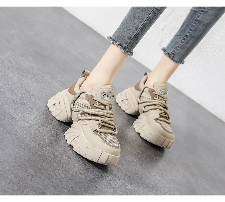 Casual Sneaker Platform Hidden Heel White Shoes