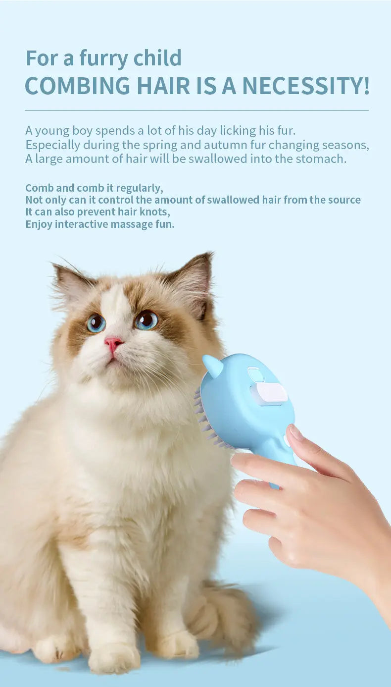 Hair Cleaning Brush With Mist Multifunctional Cat Grooming Brush Rechargeable Self Cleaning Slicker Brush For Pets Dogs