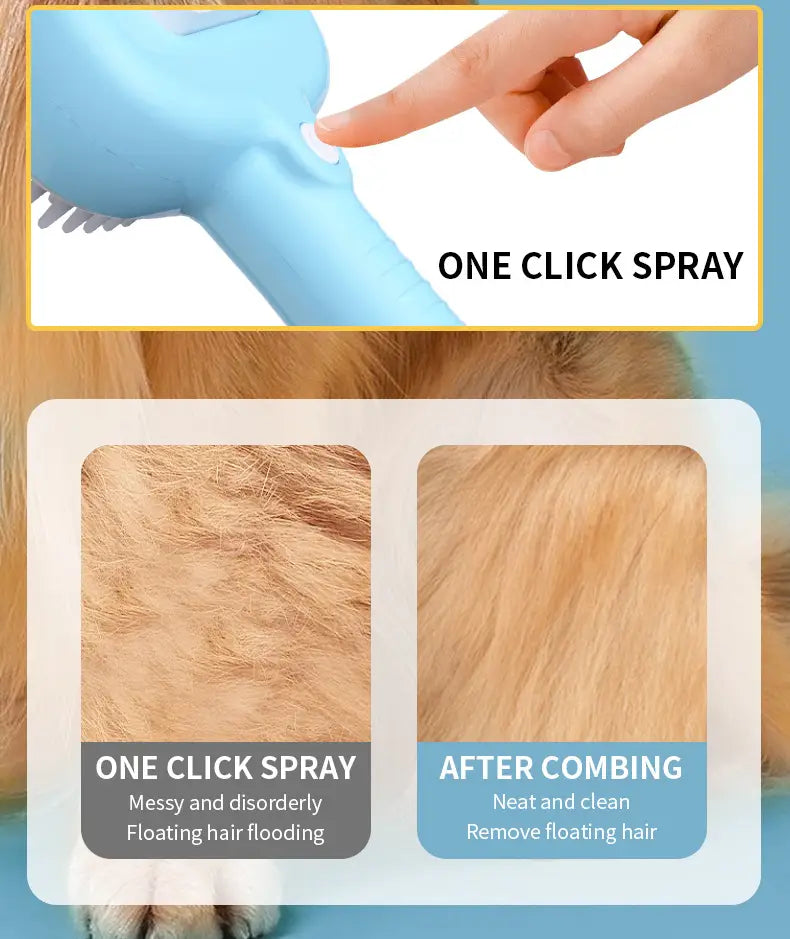 Hair Cleaning Brush With Mist Multifunctional Cat Grooming Brush Rechargeable Self Cleaning Slicker Brush For Pets Dogs