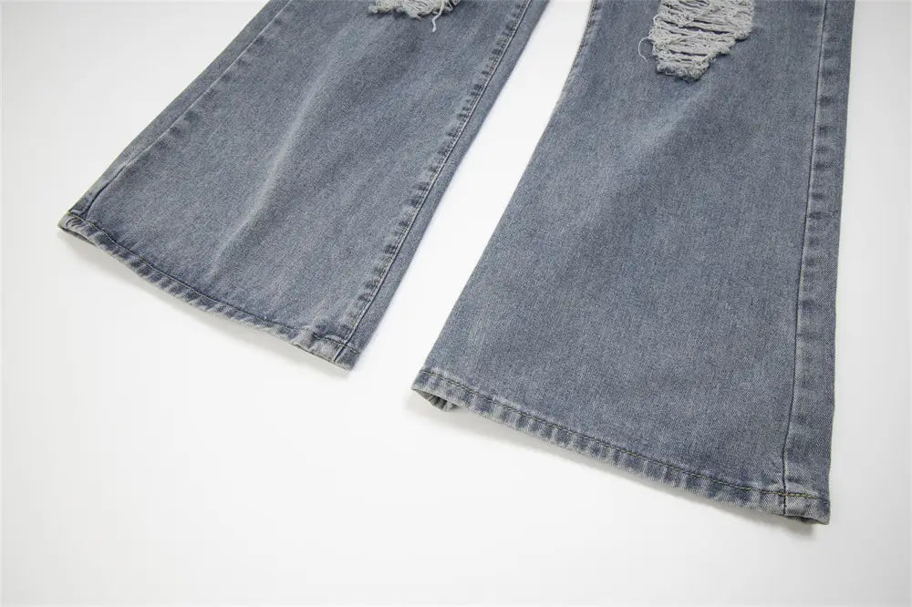 Ripped Denim Trousers For Men And Women