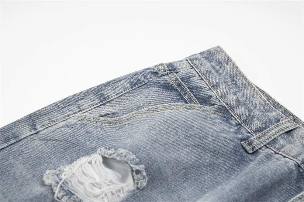 Ripped Denim Trousers For Men And Women