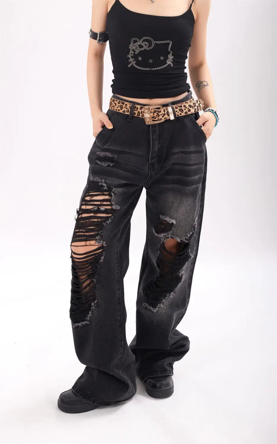 Ripped Denim Trousers For Men And Women