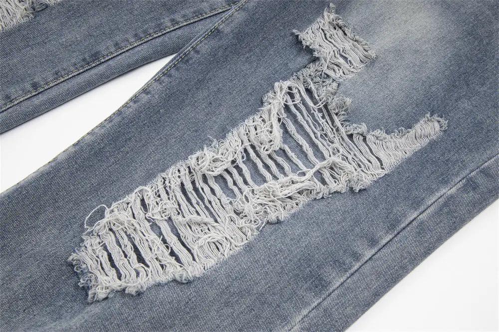 Ripped Denim Trousers For Men And Women