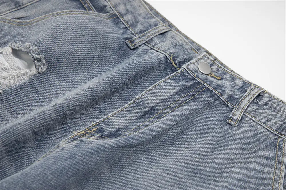 Ripped Denim Trousers For Men And Women