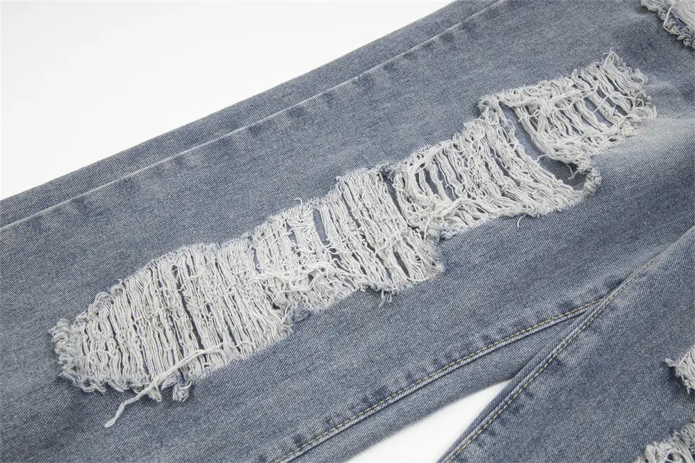 Ripped Denim Trousers For Men And Women