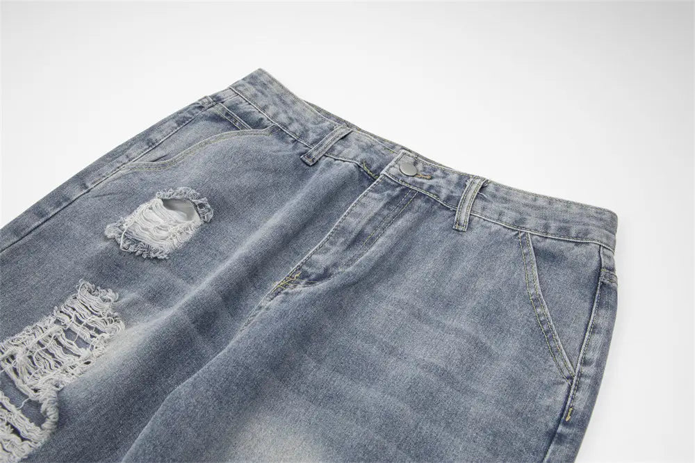 Ripped Denim Trousers For Men And Women