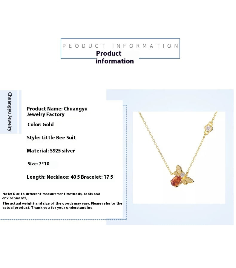 S925 Sterling Silver Bee Necklace Women’s Design Fashion