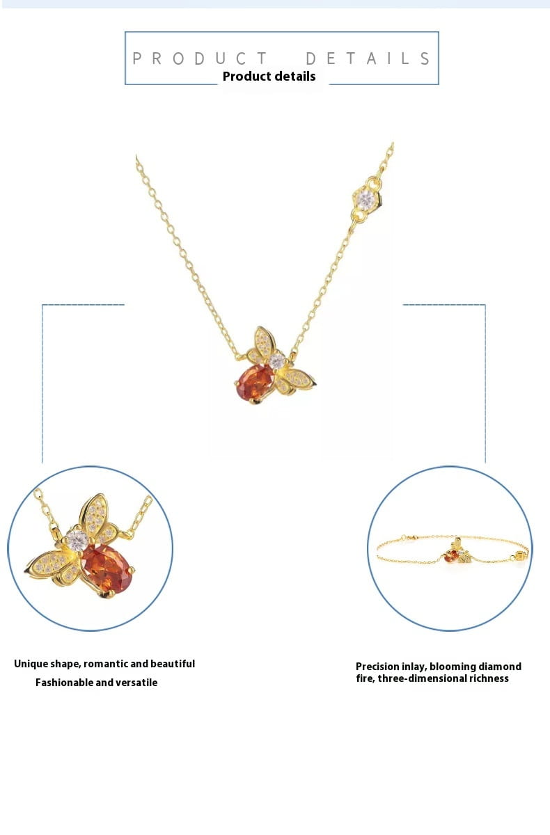 S925 Sterling Silver Bee Necklace Women’s Design Fashion