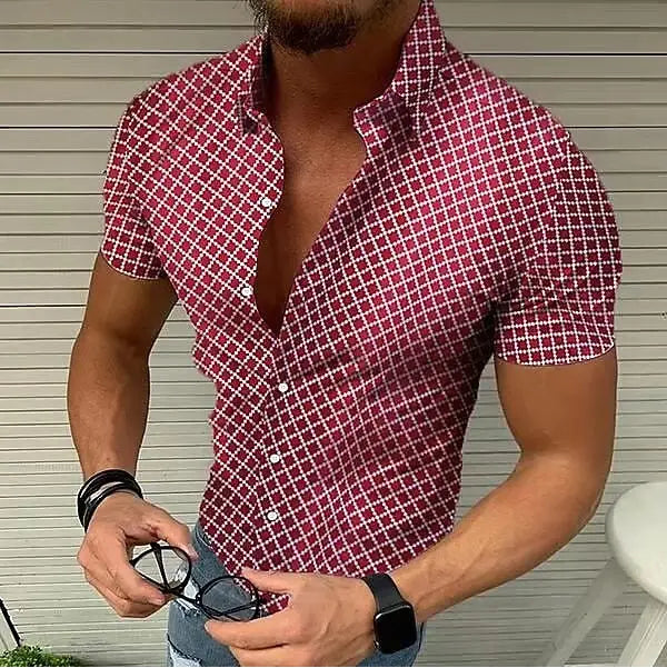 Men’s Plaid Short Sleeve Shirt Casual Plus Size
