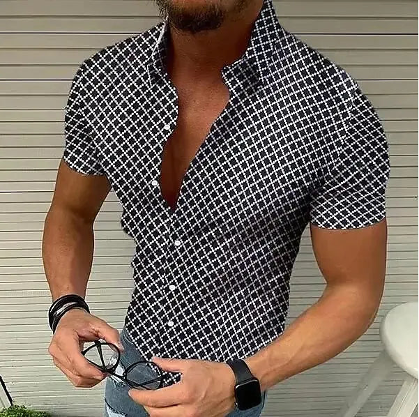 Men’s Plaid Short Sleeve Shirt Casual Plus Size