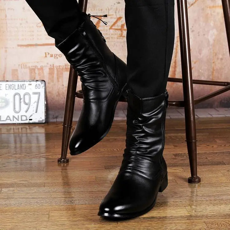 British Fashion Leather Pointed Men’s Boots