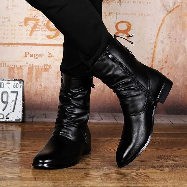 British Fashion Leather Pointed Men’s Boots