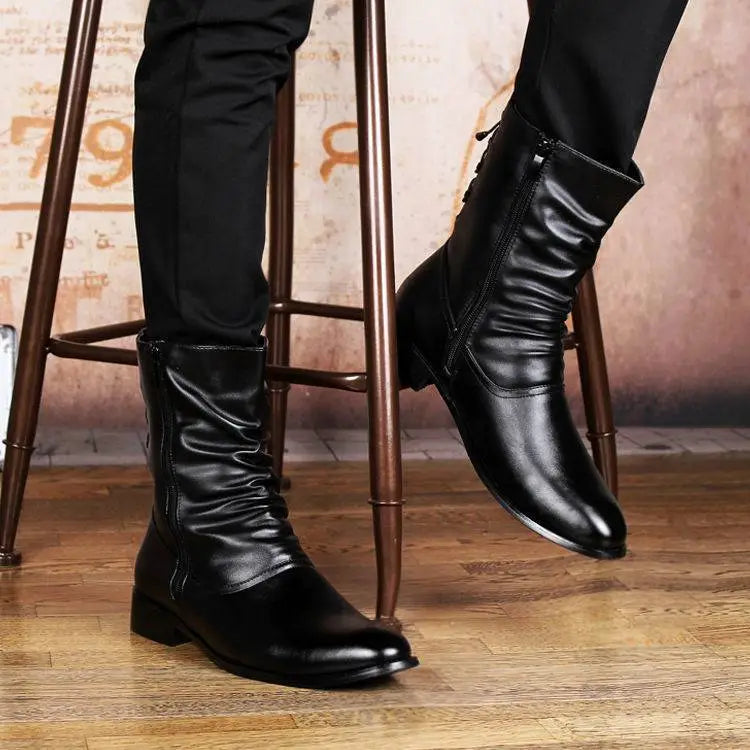 British Fashion Leather Pointed Men’s Boots