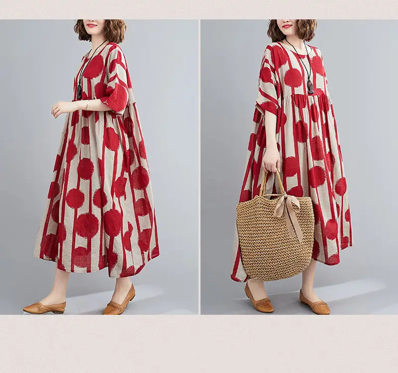 Polka Dot Simmer Dress Cotton Casual Ladies Dresses