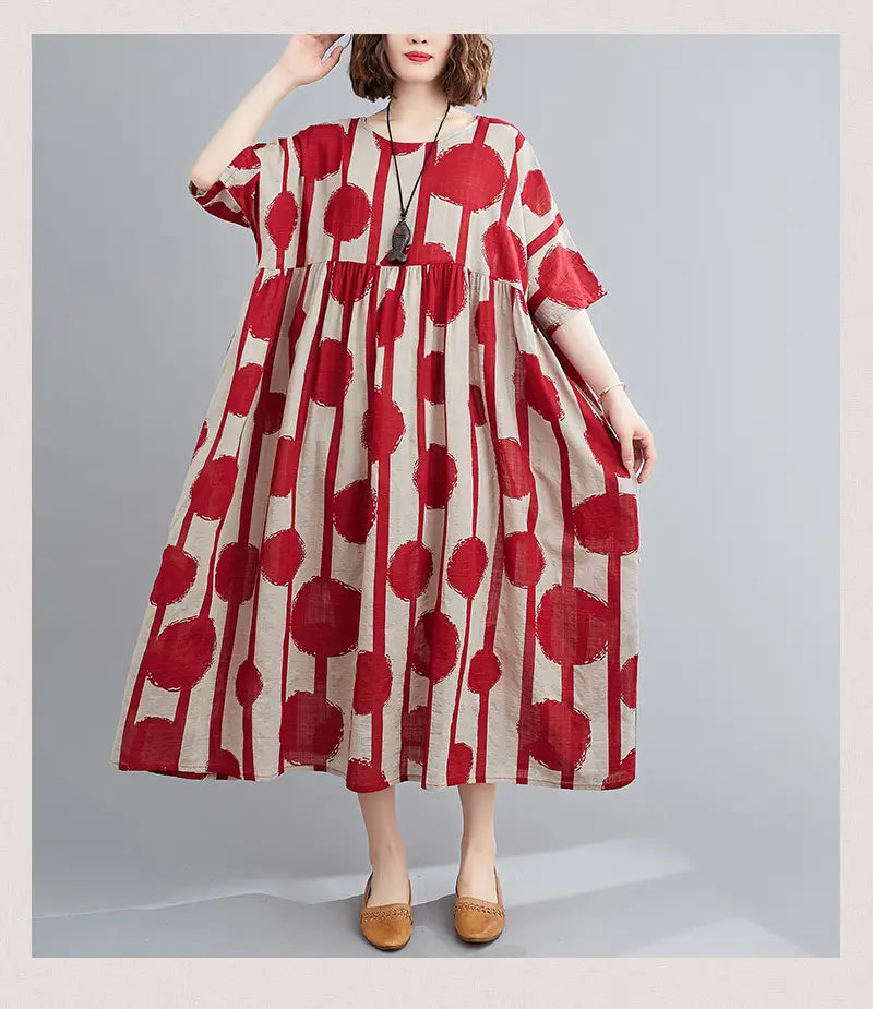 Polka Dot Simmer Dress Cotton Casual Ladies Dresses
