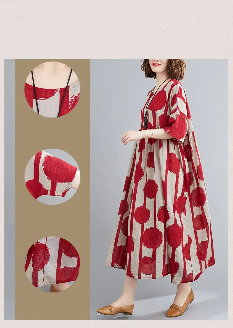 Polka Dot Simmer Dress Cotton Casual Ladies Dresses