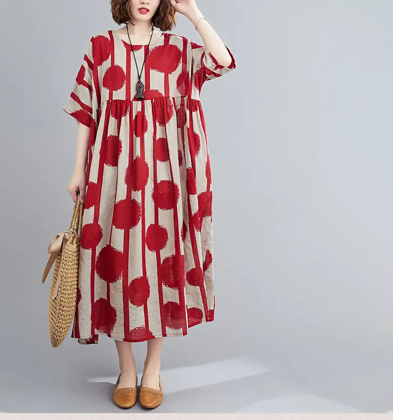 Polka Dot Simmer Dress Cotton Casual Ladies Dresses