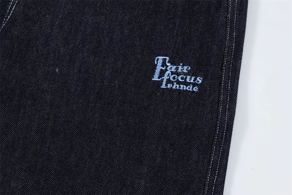 Plaid Flanging Denim Straight-leg Trousers Men