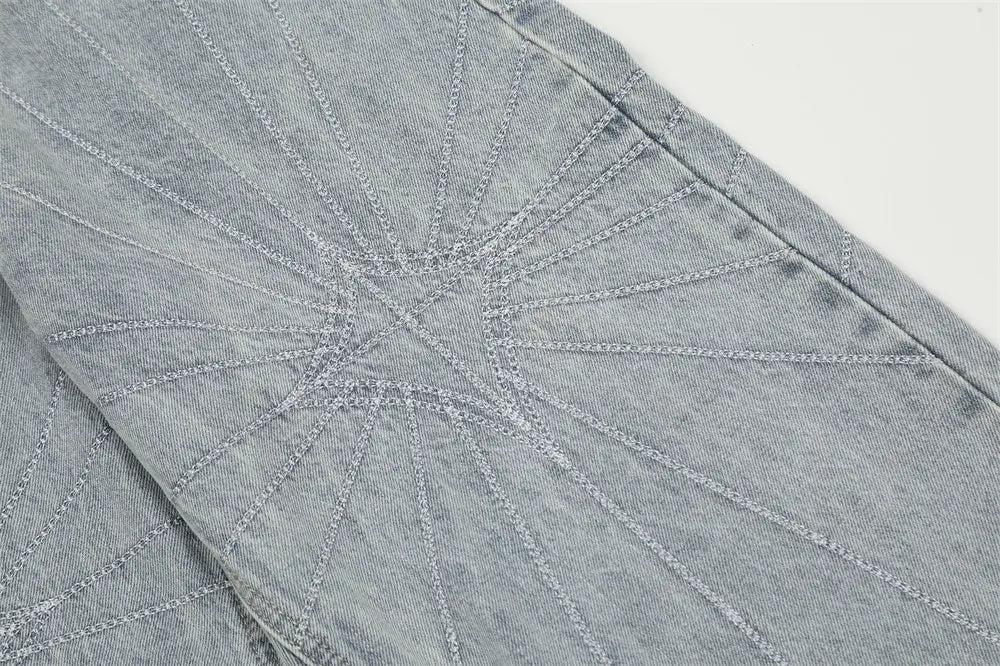 Embroidery Wash Denim Trousers For Men