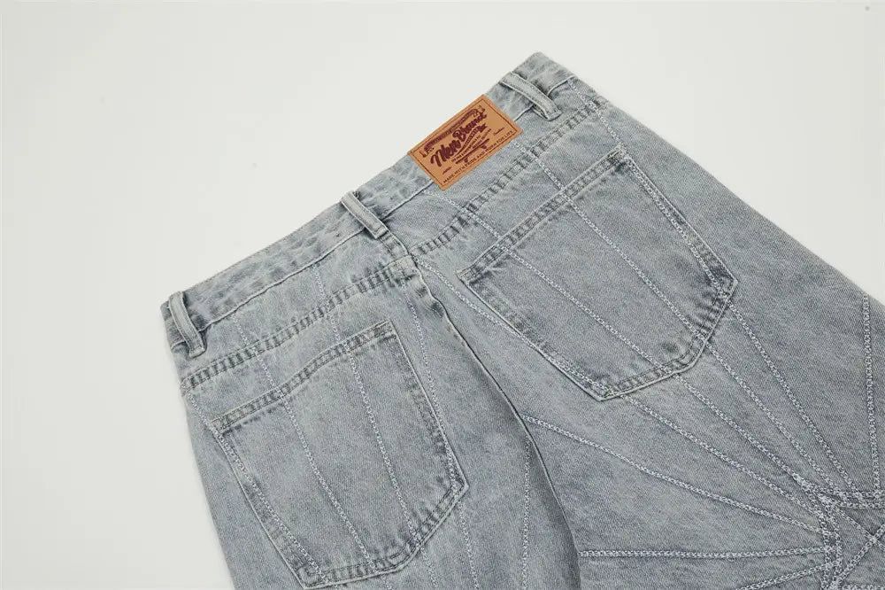 Embroidery Wash Denim Trousers For Men