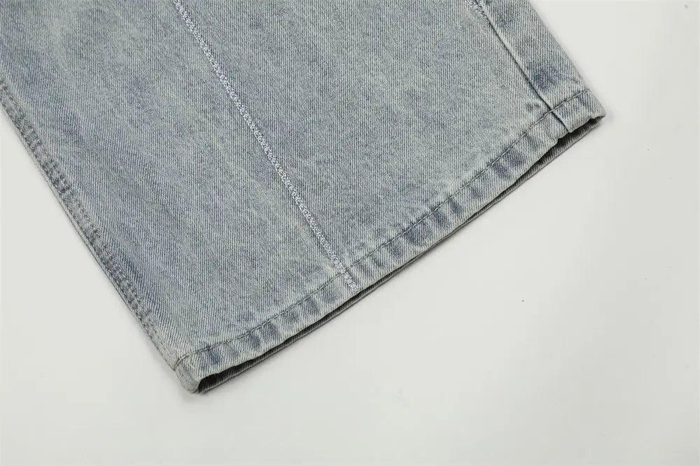Embroidery Wash Denim Trousers For Men