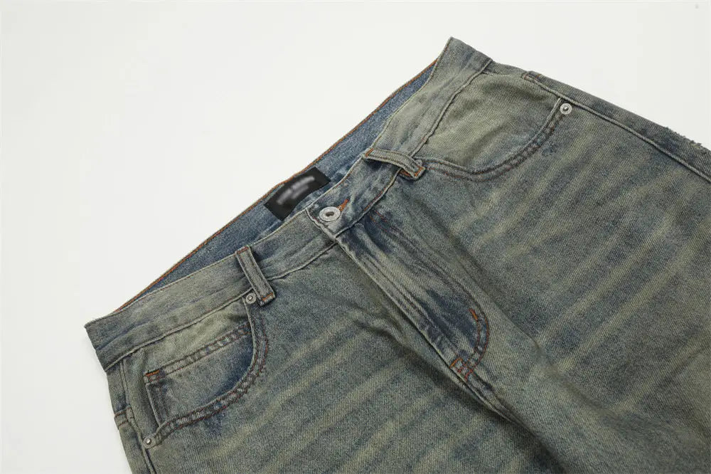 Make Old Ripped Denim Men Trousers