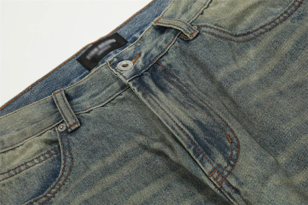 Make Old Ripped Denim Men Trousers