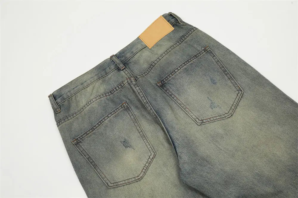 Make Old Ripped Denim Men Trousers