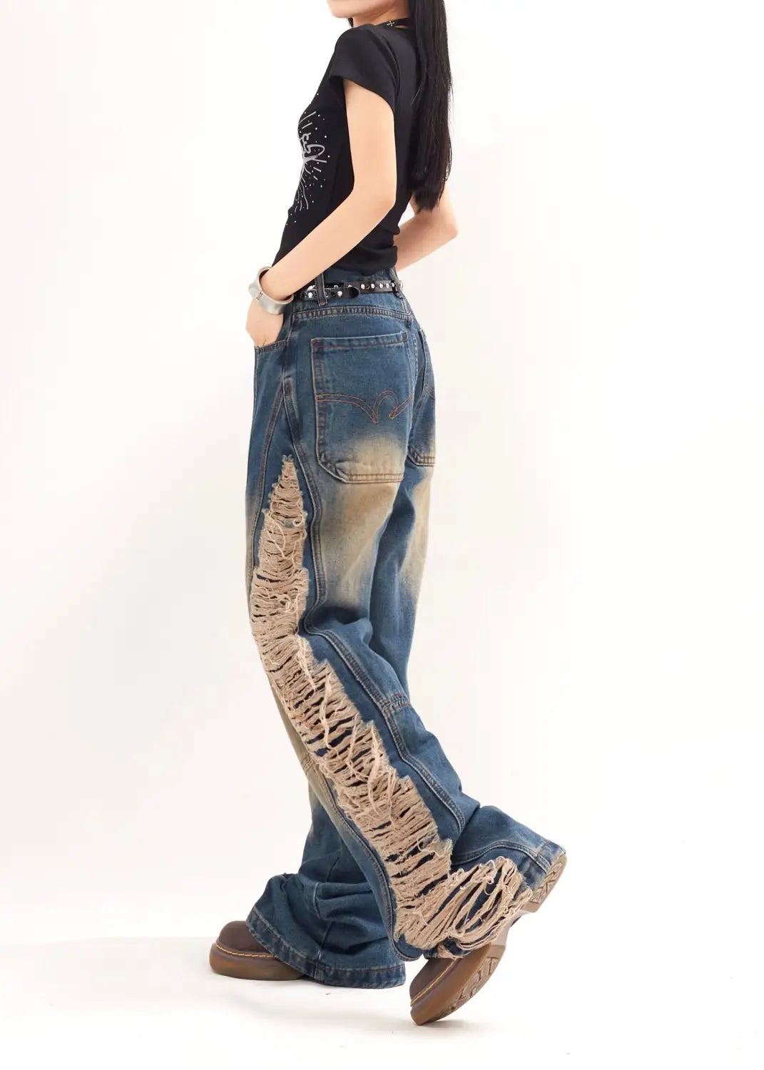 Ripped Denim Trousers For Men And Women
