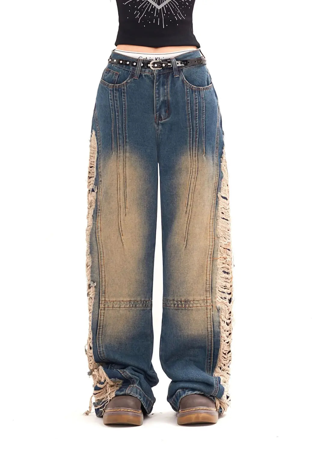 Ripped Denim Trousers For Men And Women