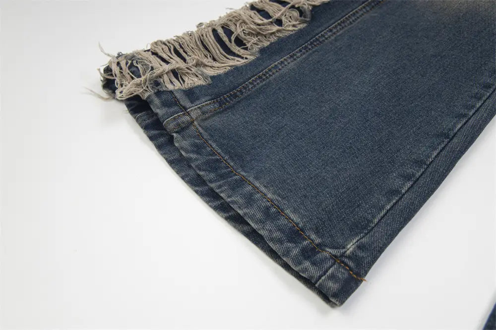 Ripped Denim Trousers For Men And Women