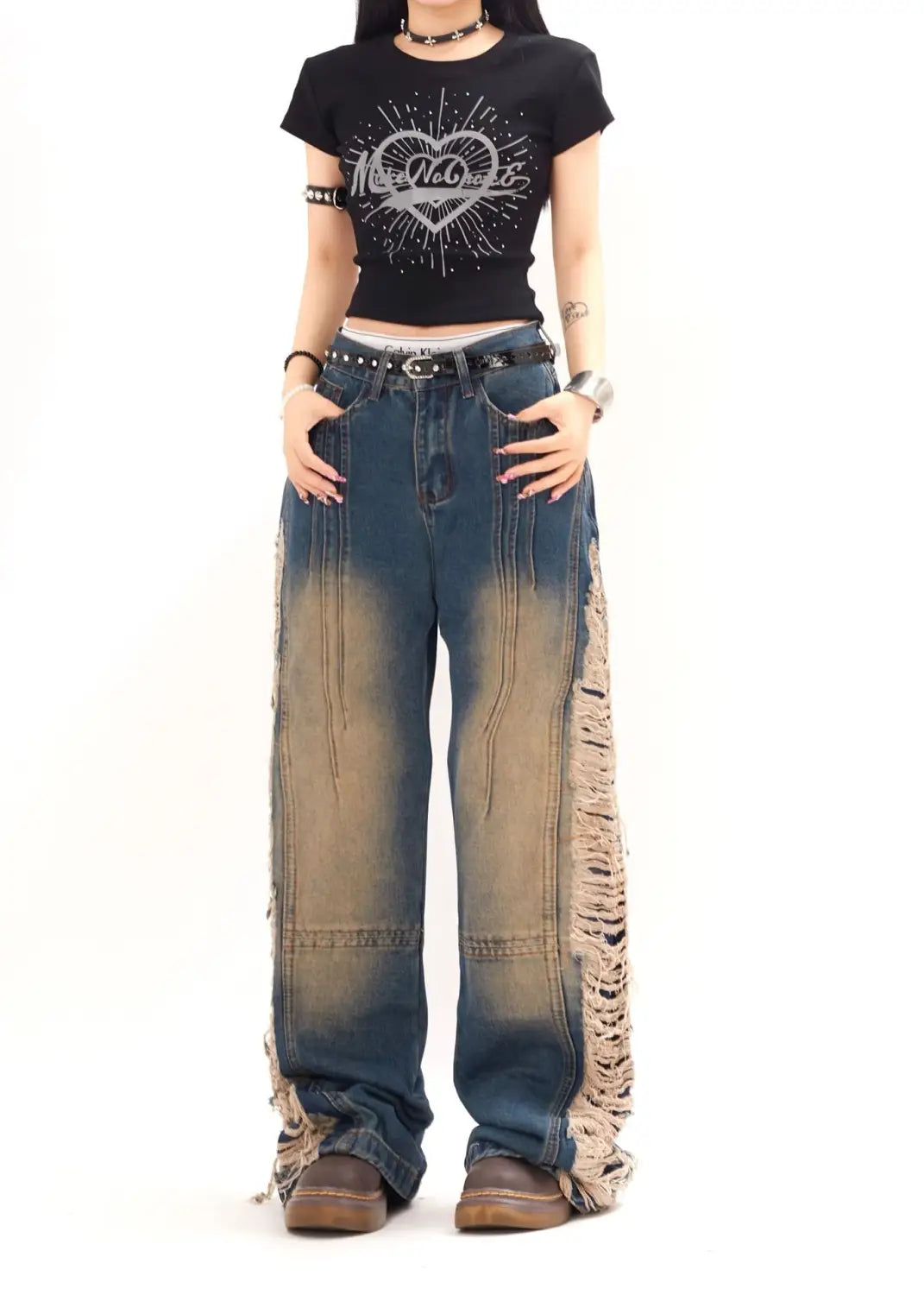 Ripped Denim Trousers For Men And Women