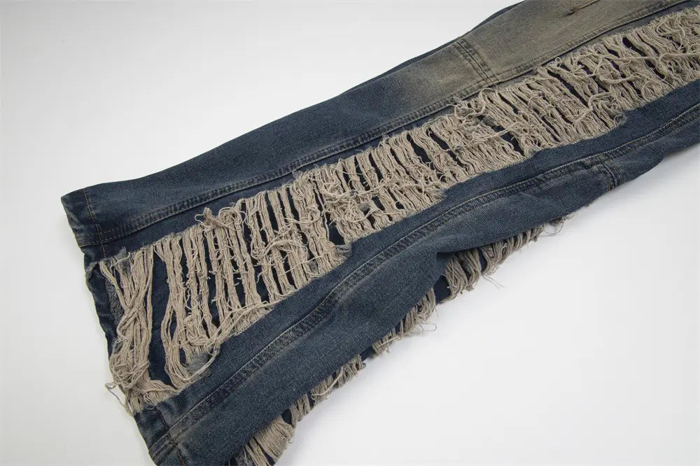 Ripped Denim Trousers For Men And Women