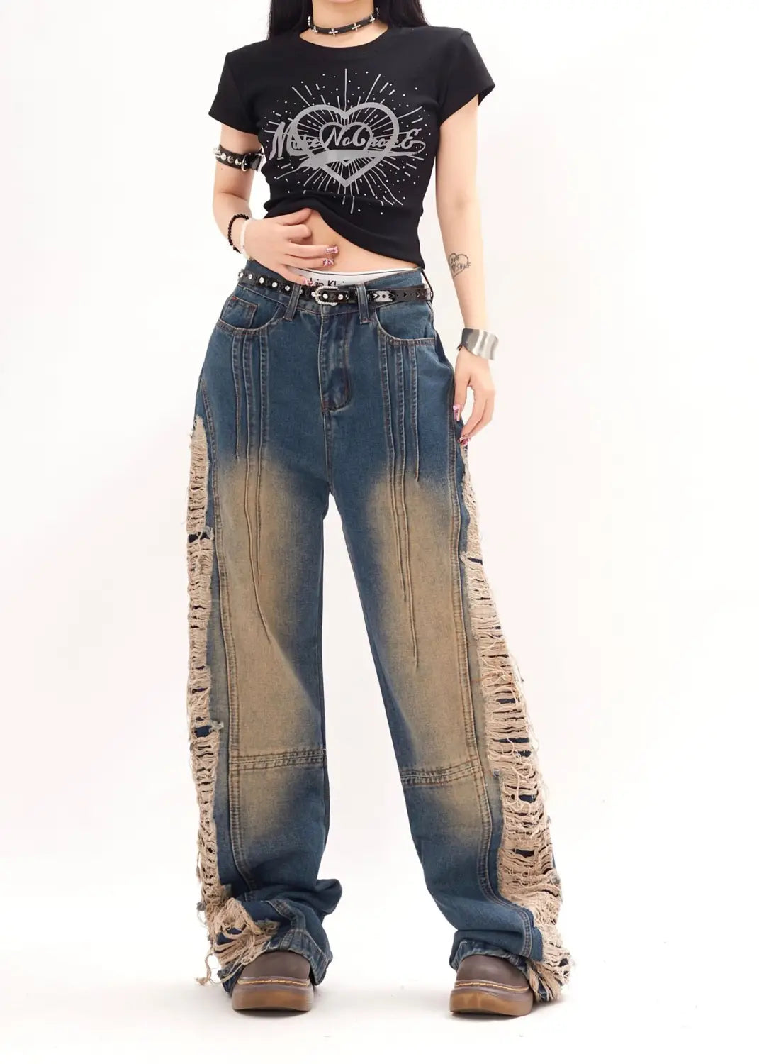 Ripped Denim Trousers For Men And Women