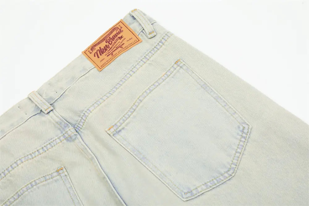 Light Color Denim Trousers American Retro Men