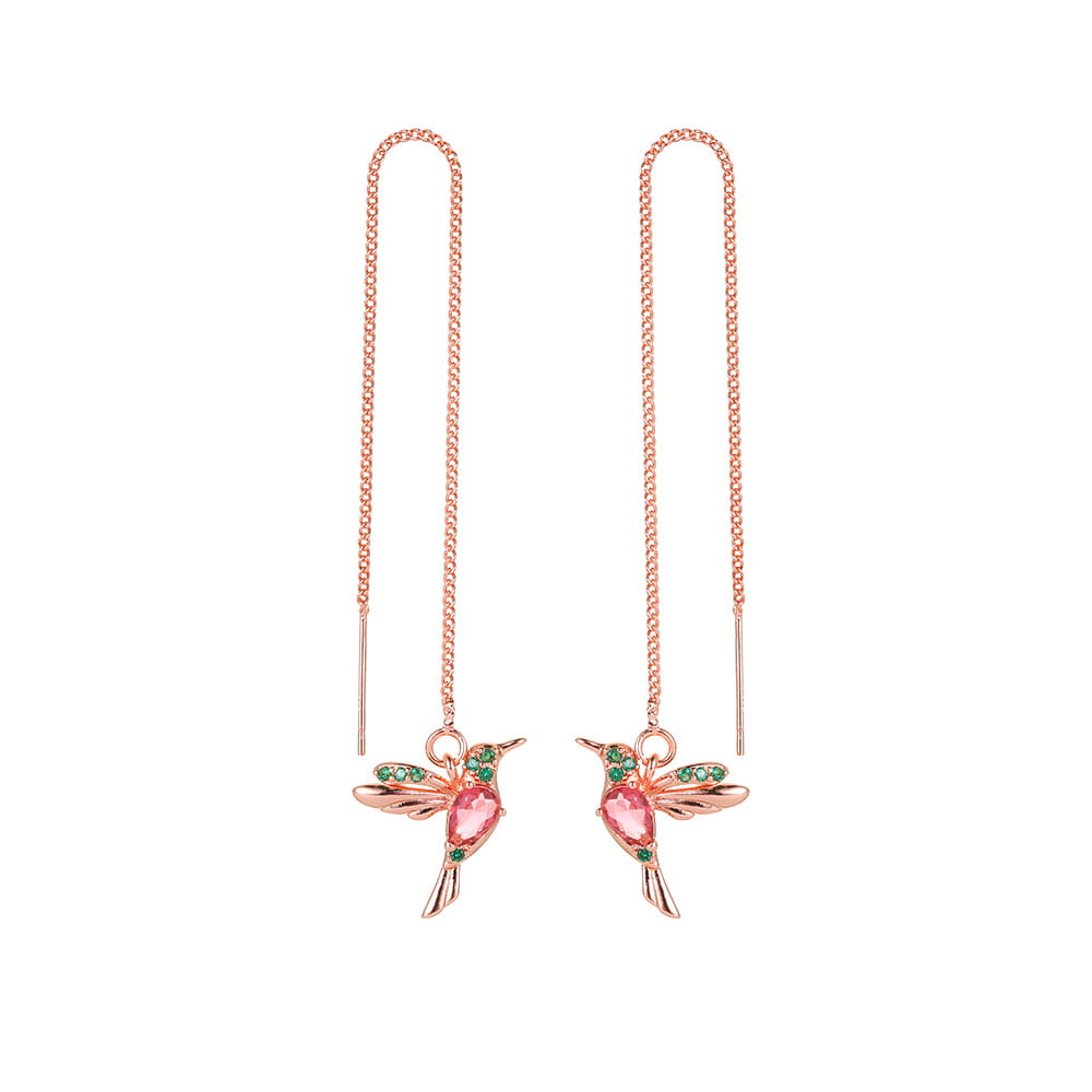 Fashion Jewelry New Unique Little Bird Drop Long Hanging Hummingbird Earrings For Women Elegant Girl Tassel Crystal
