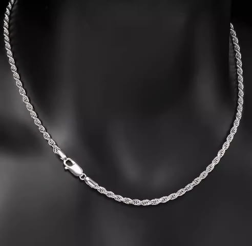 S925 Sterling Silver Plated Fried Dough Twists Chain Necklace For Men And Women