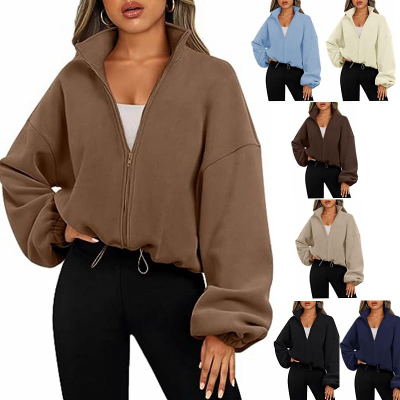 Women’s Polar Fleece Sports Velvet Stand Collar Zipper Jacket
