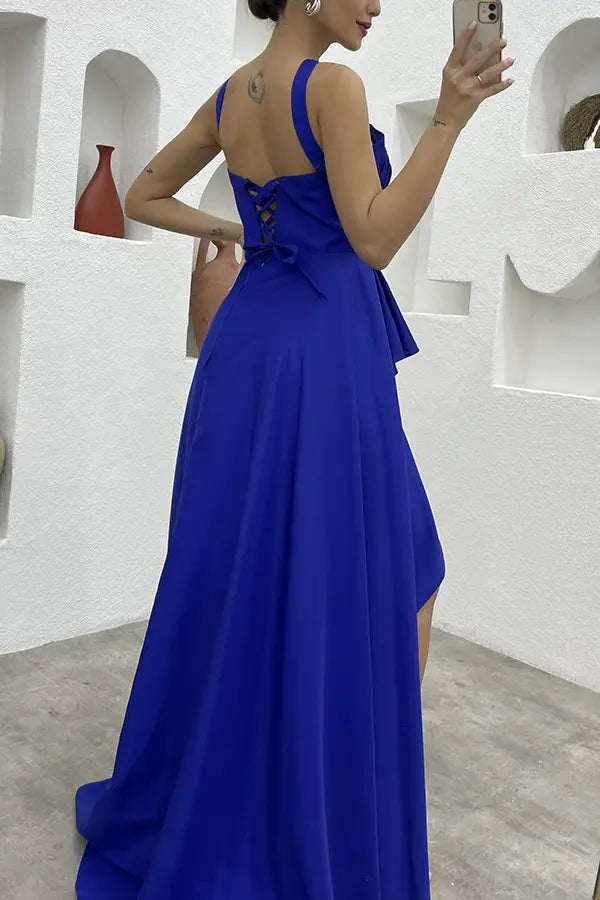 Sleeveless Solid Color Irregular Long Dress Formal For Women