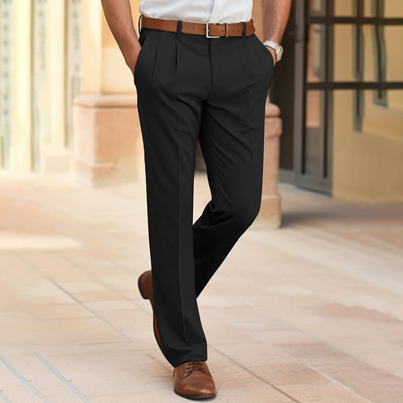 Men’s Casual Suit Pants Fashion Trousers Mid Waist Straight Long Pants For Office Business Formal