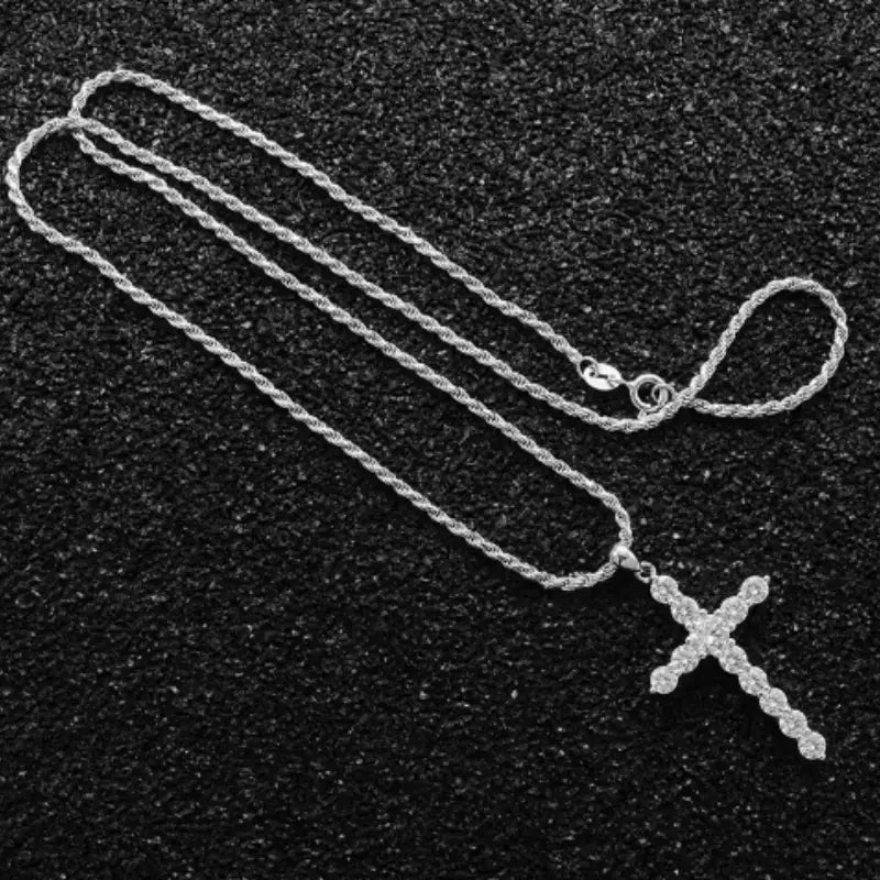 S925 Sterling Silver Cross Necklace for Men and Women