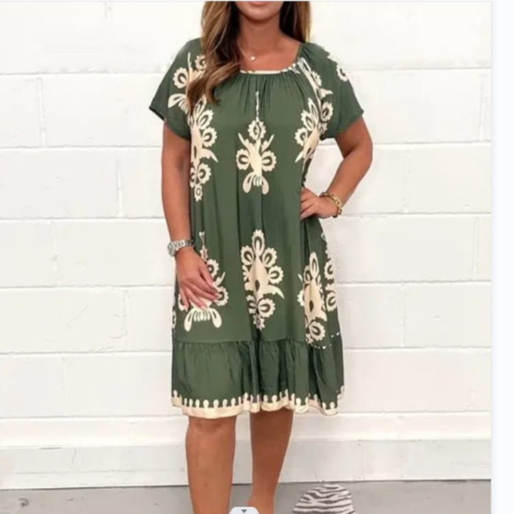 Women’s Plus Size Summer Printed Short Sleeve Dress