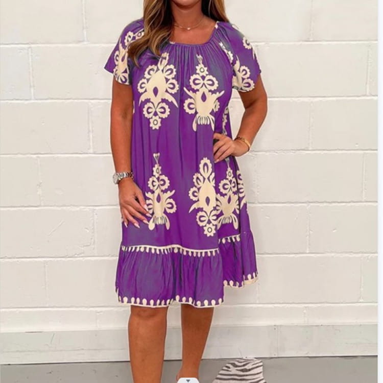 Women’s Plus Size Summer Printed Short Sleeve Dress