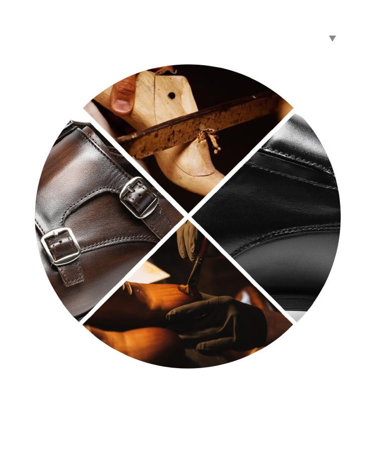 Double Buckle Design First Layer Cowhide Men’s Business Leather Shoes